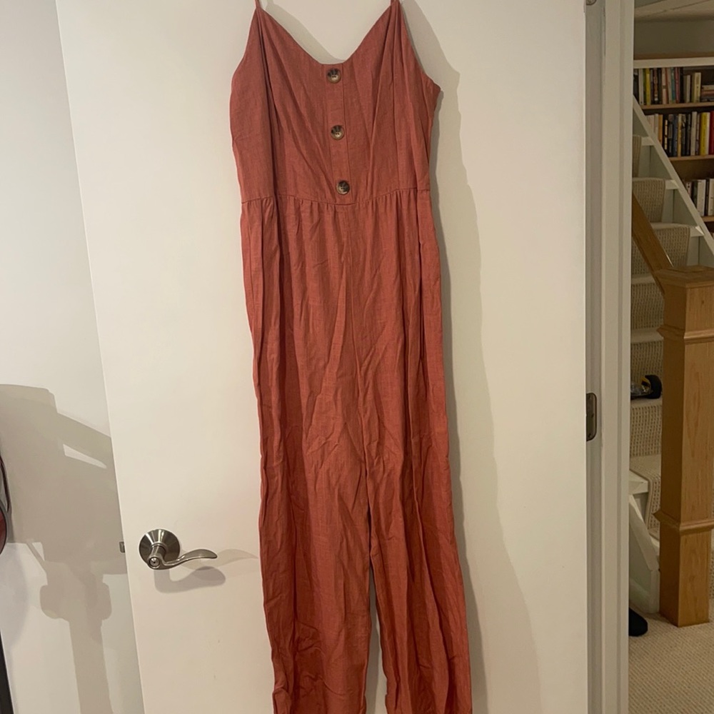 Coral Linen Jumpsuit